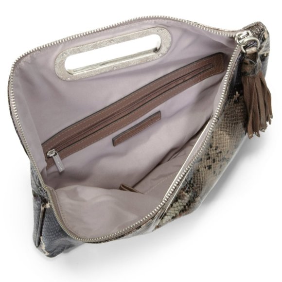 NWOT BCBGMaxAzria Foldover Snakeskin Print Clutch - Picture 8 of 9